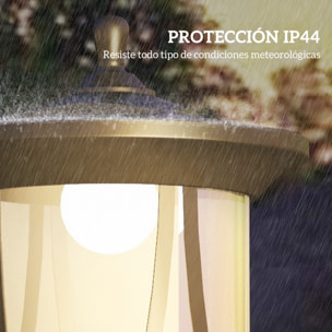 Farola Solar Luz Solar de Exterior con Panel Solar Encendido y Apagado Automático IP44 para Terraza Patio 17x17x127 cm Negro