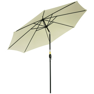 Sombrilla de Jardín Ø295x250 cm con Manivela Parasol Exterior con Mecanismo de Inclinación y Poste Desmontable de Metal para Terraza Piscina Patio Beige