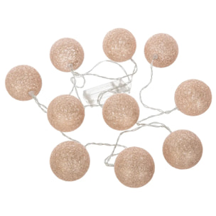 Guirlande LED à piles 10 boules D.6cm or