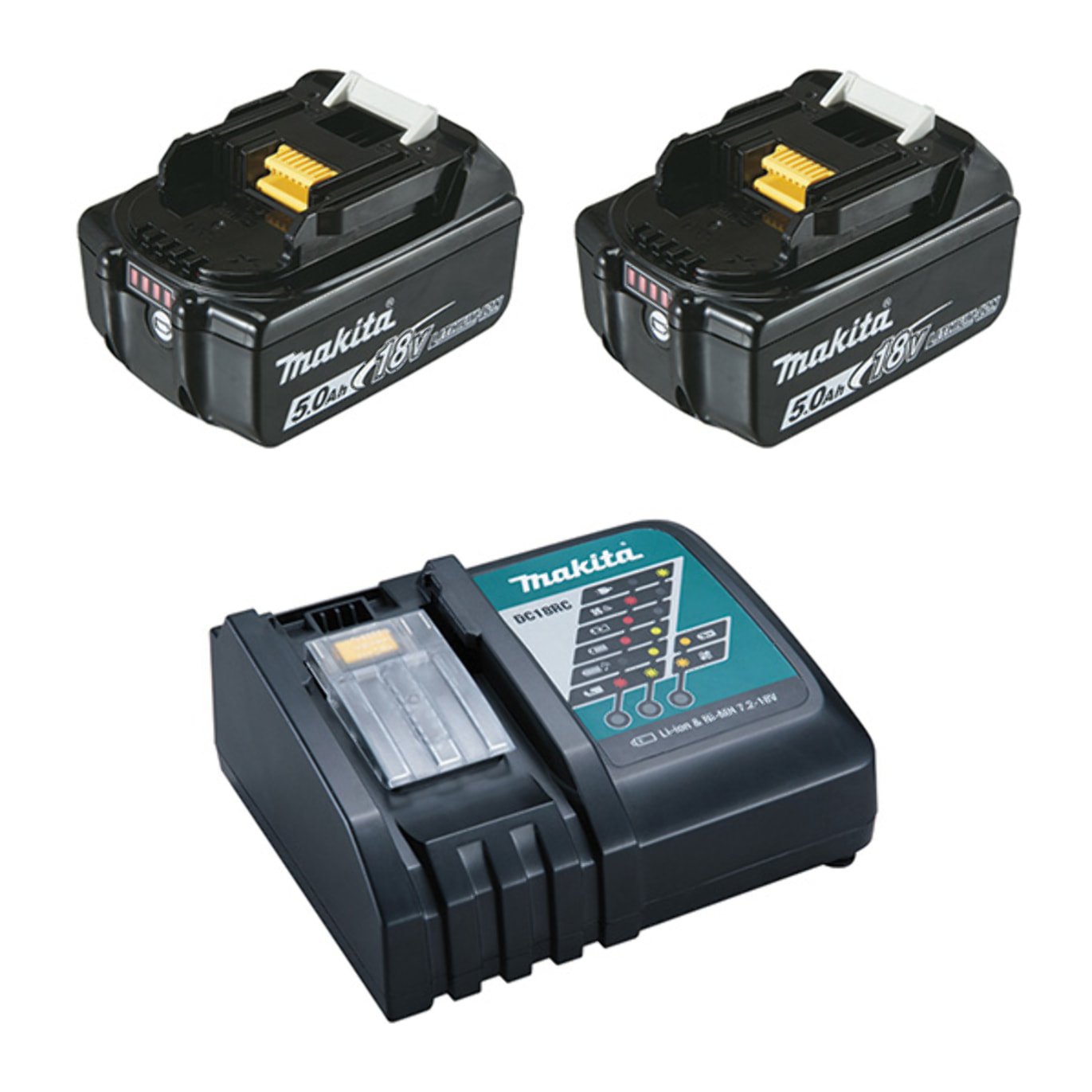 Pack MAKITA 2 batteries BL1850B + chargeur DC18RC - 197570-9