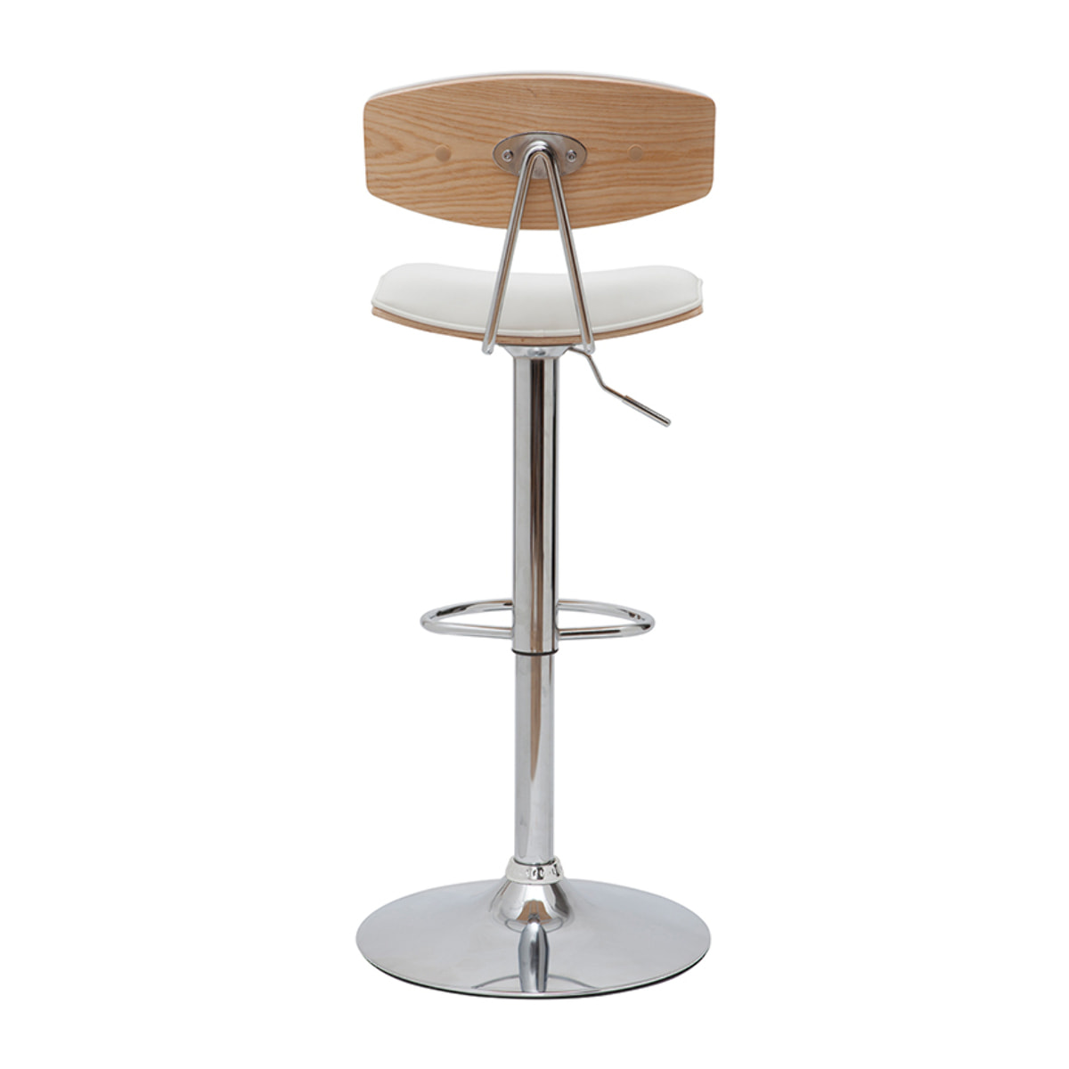 Tabourets de bar design réglables blanc et bois clair (lot de 2) VASCO