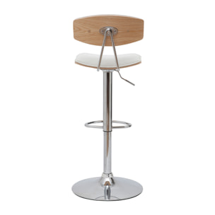 Tabourets de bar design réglables blanc et bois clair (lot de 2) VASCO