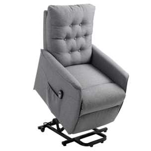 Fauteuil de relaxation électrique fauteuil releveur inclinable avec repose-pied ajustable lin gris