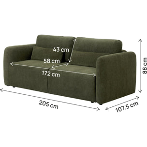 Canapé droit convertible en tissu "Concorde" 3 places - Vert