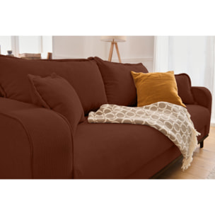 Albane - canapé 3 places - en velours côtelé - Rouille