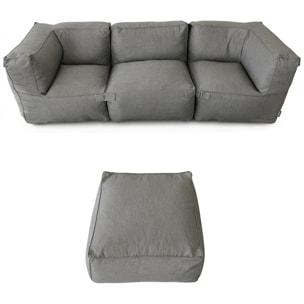 VERONE Salon de jardin modulable 4 places gris en tissu déperlant