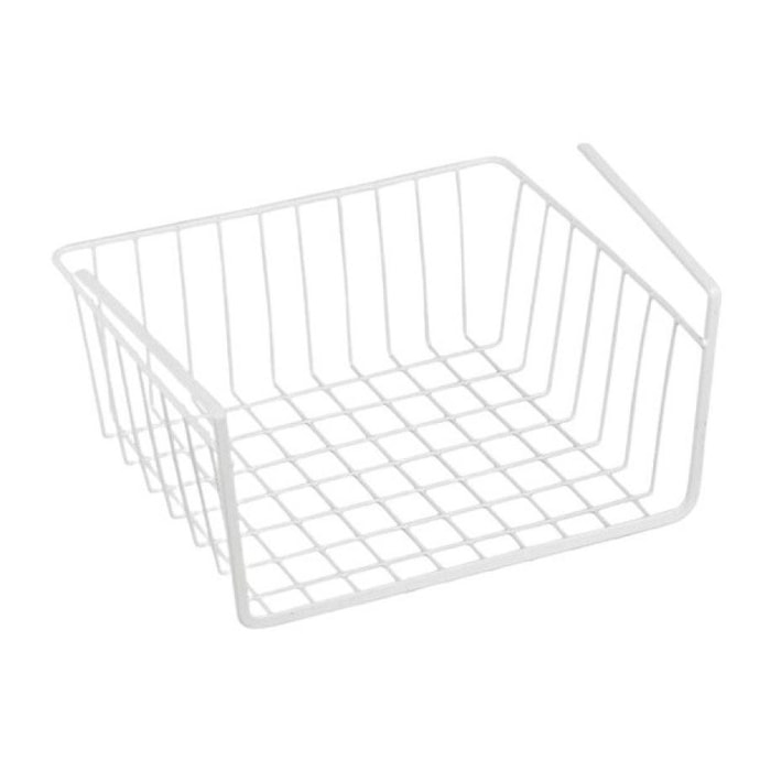 Lot de 2 paniers de rangement sous étagère 30x25,5x14cm en Acier Blanc mat MSV