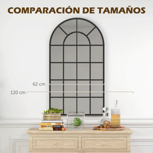 Espejo Decorativo de Pared 65x110 cm Espejo de Ventana de Metal para Salón Dormitorio Entrada Estilo Moderno Negro