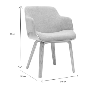 Chaise en tissu chenille gris et bois clair EARL