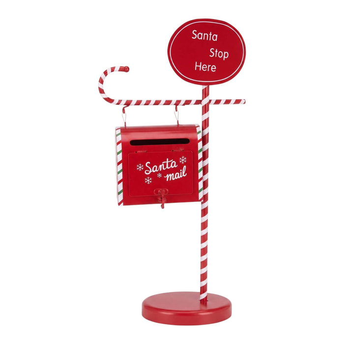 Buzón navideño para cartas a papá noel con soporte en color rojo 24,5x10x51 cm