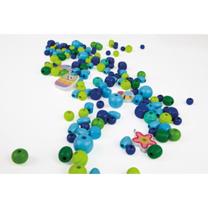 Grande Borsa di Perle in Legno, Blu