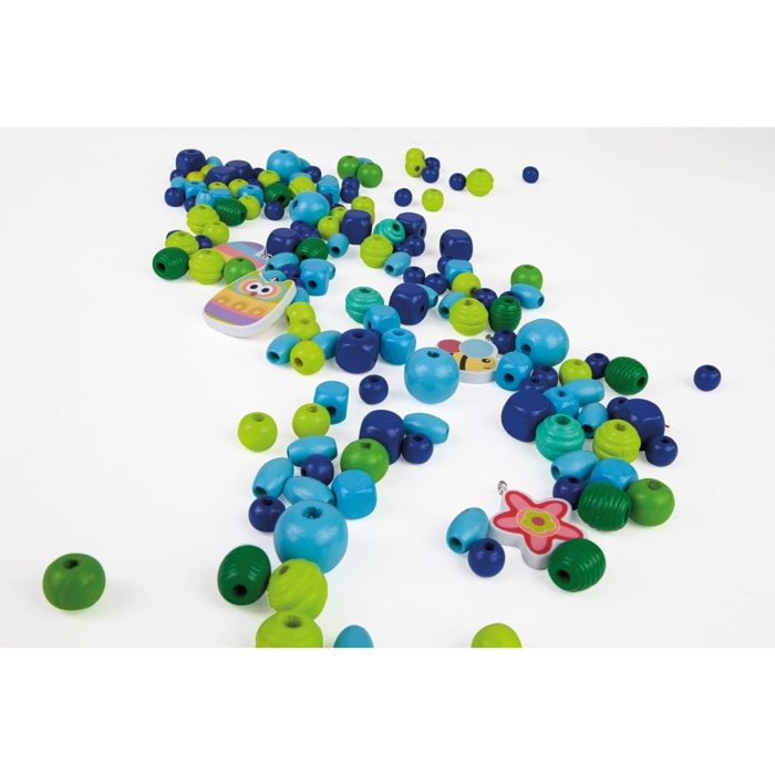 Grande Borsa di Perle in Legno, Blu