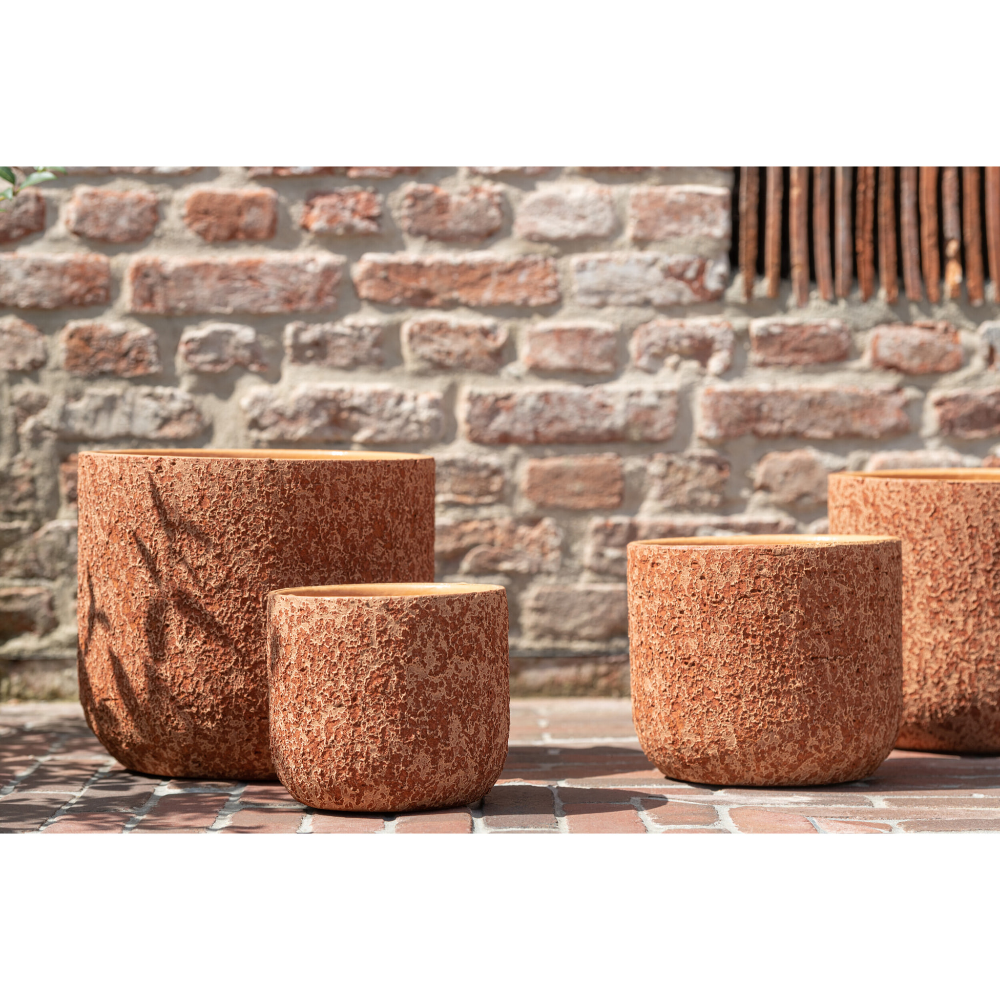 J-Line cache-pot Rugueux - céramique - terracotta - large - Ø 22 cm