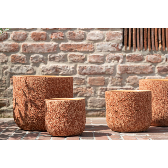 J-Line cache-pot Rugueux - céramique - terracotta - large - Ø 22 cm