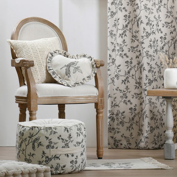 Coussin coeur style campagne chic - Ecru