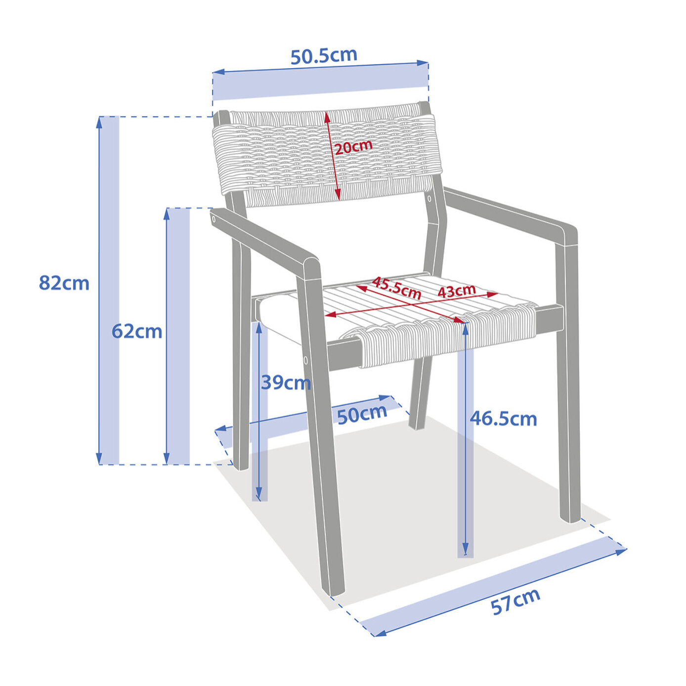 Lot de 2 fauteuils de salon de jardin "Temeira" acacia  et texaline