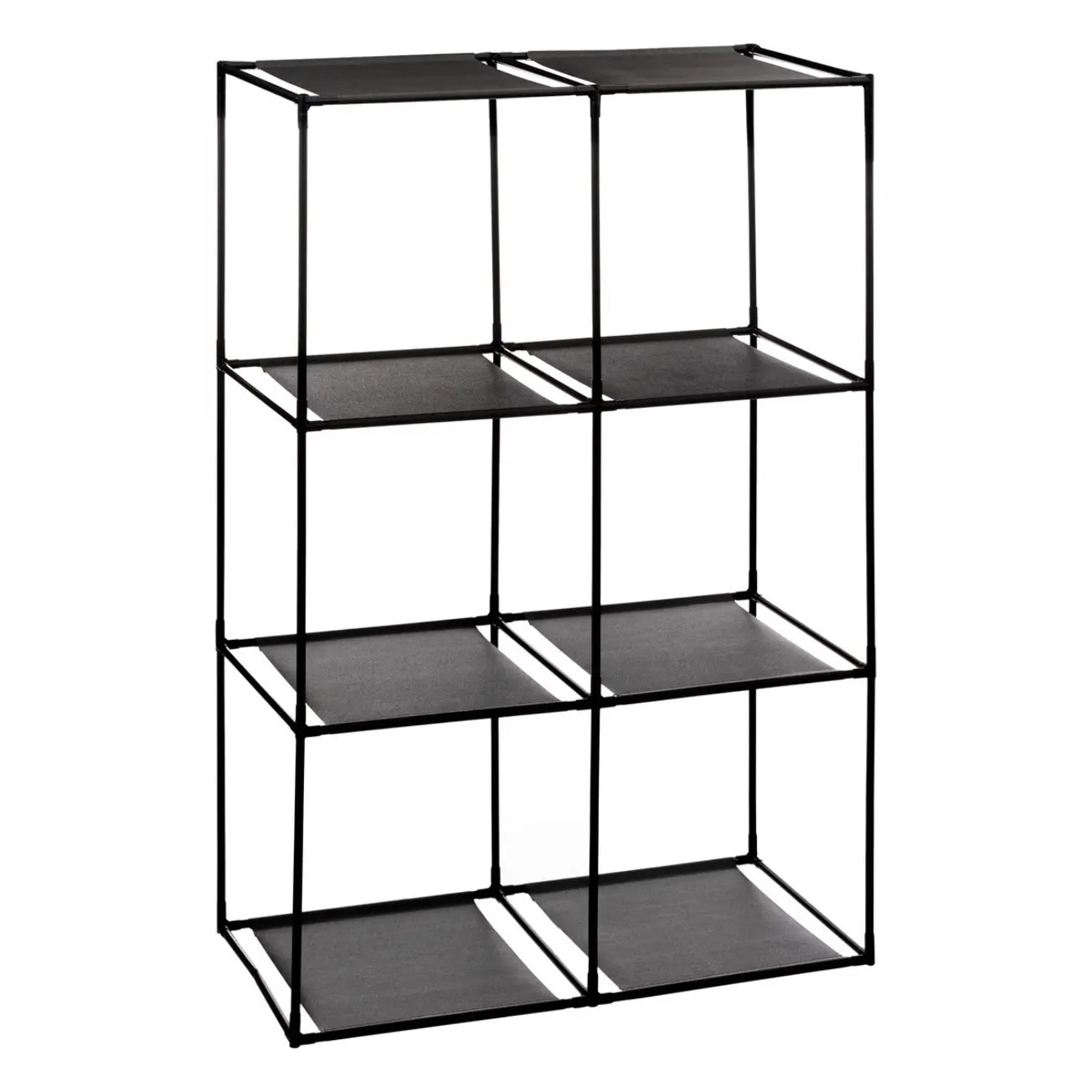 Etagère 6 cases avec 6 boîtes de rangement "Mix N' Modul" noir