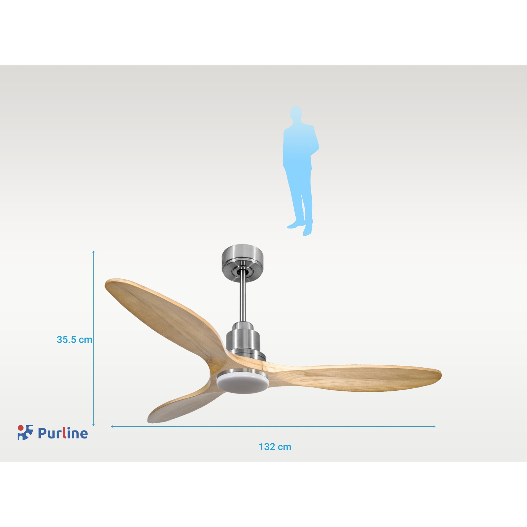 Ventilador de techo Modo Invierno/Verano Termostato Dimable Wifi Motor DC Techos Inclinados Mando a Distancia Luz tres tonos Hypersilence Memoria Vendible Shopify (AUTOMATICO) SalamisD132C04LED64538 PURLINE