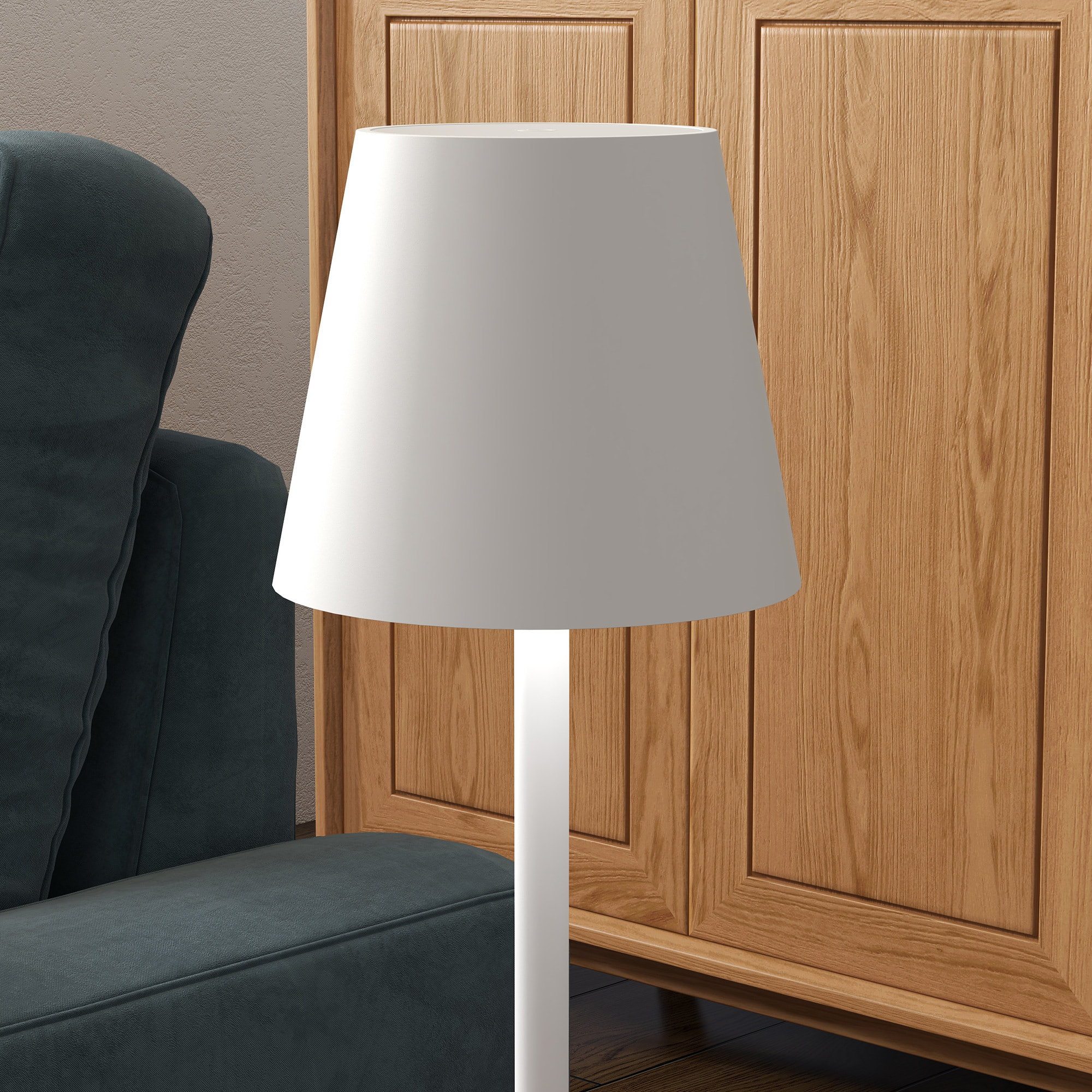 Lámpara de Mesita de Noche con Luces LED Lámpara de Mesa Inalámbrica USB-C Recargable 3 Colores Pantalla de Acrílico para Dormitorio Salón Ø11,2x36,5 cm Blanco
