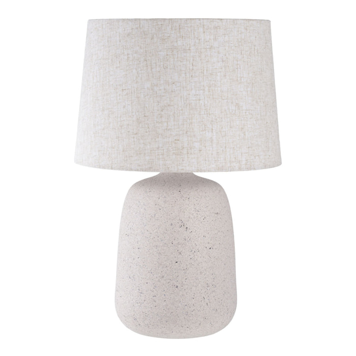 Lampada da tavolo Croft in fiberclay sabbia con paralume in lino