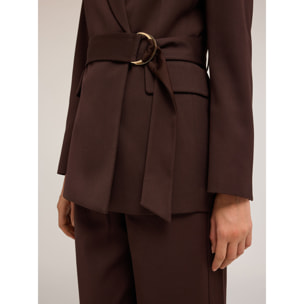 Motivi - Chaqueta cruzada con cinturón - Marrón