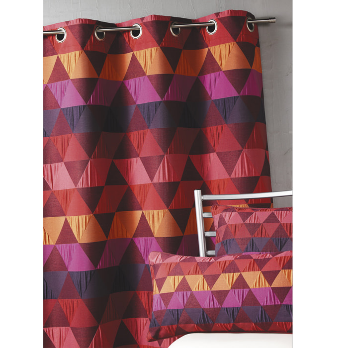 Rideau ameublement Jacquard 'triangles' - Bordeaux