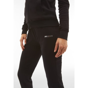 Tuta sportiva in interlock con felpa cappuccio e zip