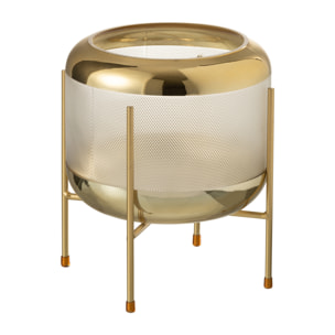 J-Line vase Rond Motif Sur Pied - verre - transparent/or - Ø 20 cm