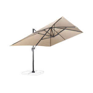 Parasol déporté rectangulaire 3x4m - Wimereux- Beige - Parasol excentré inclinable et rotatif à 360°.