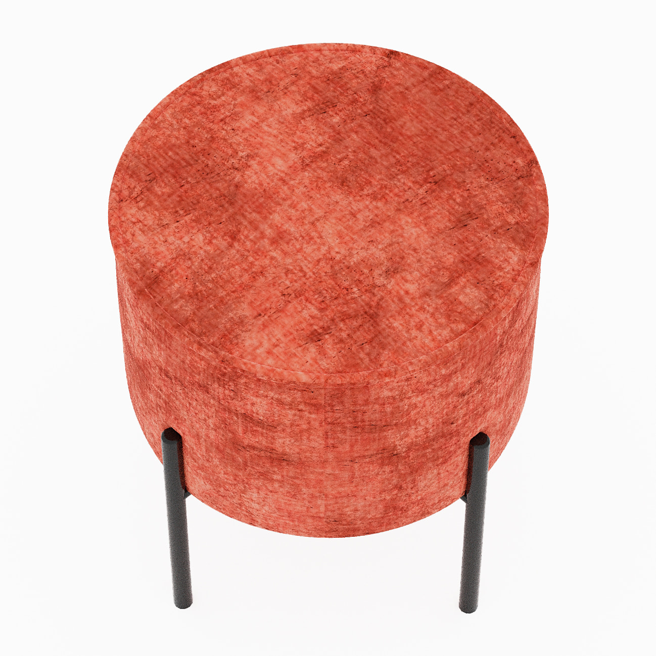 Abel – Pouf rond en velours ocre pieds en métal
