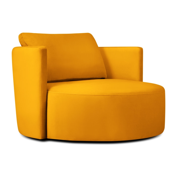 Fauteuil xl pivotant "Adam" en velours jaune