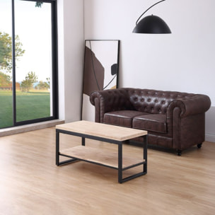 Mesa de centro elevable extensible Rens Negro - Roble