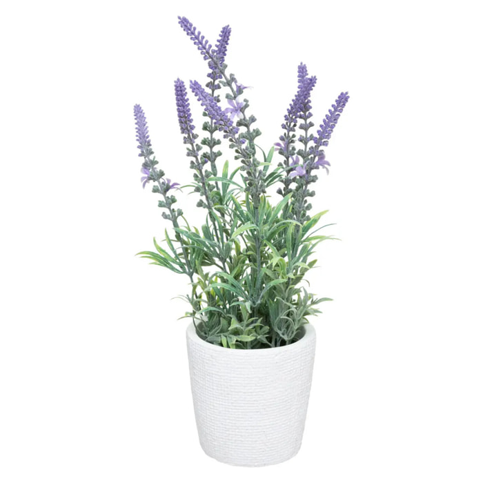 Lavande artificielle - pot en ciment - H36 cm