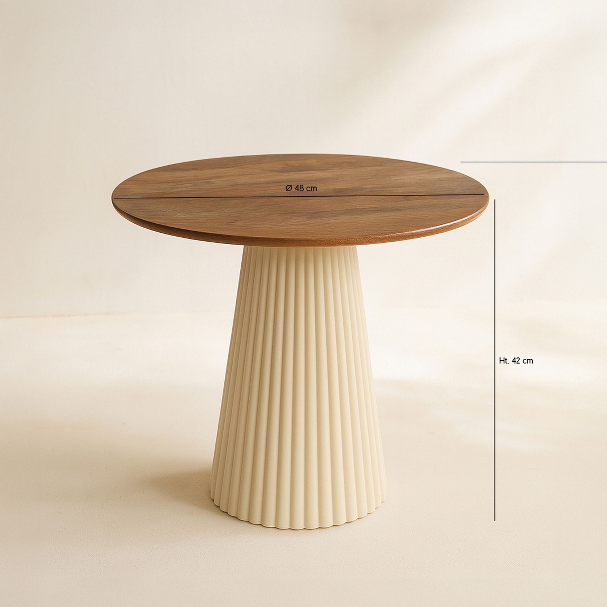 Table d'appoint en bois de manguier et pieds en métal écru FJORD