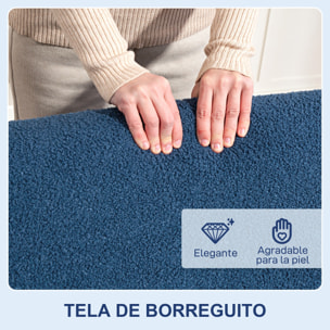 Sofá de 2 Plazas Tapizado en Borreguito Sofá de Salón de 118 cm con Acolchado Grueso Reposabrazos y Patas de Madera para Dormitorio Sala de Estar Azul Oscuro