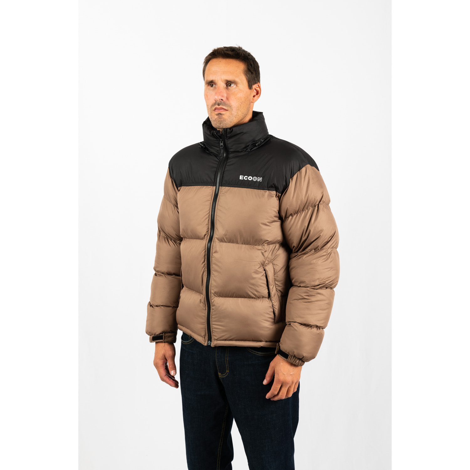 Chaqueta Lisboa short jacket marca ECOON - Caqui / Negro