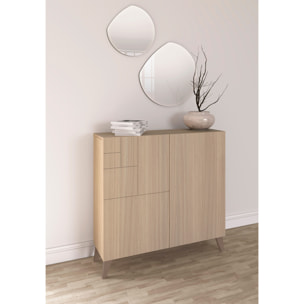 Zapatero Bergen melamina nogal claro patas moka 87x90x27 cm