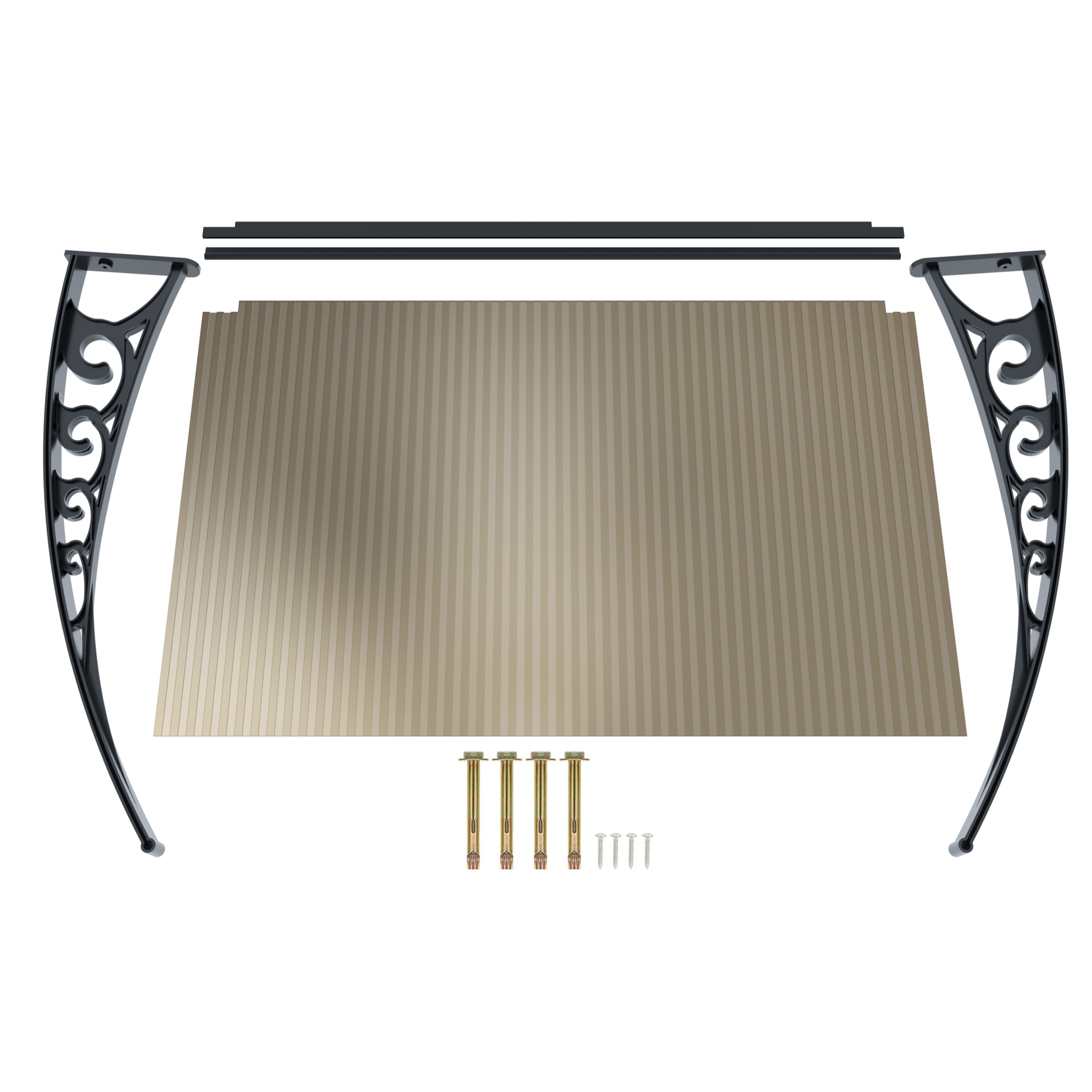 Pensilina Per Copertura In Policarbonato Alveolare Tettoia Modulabile Per Esterno Porte Balcone Finestre Elegante Resistente Fumè 100 x 120 cm