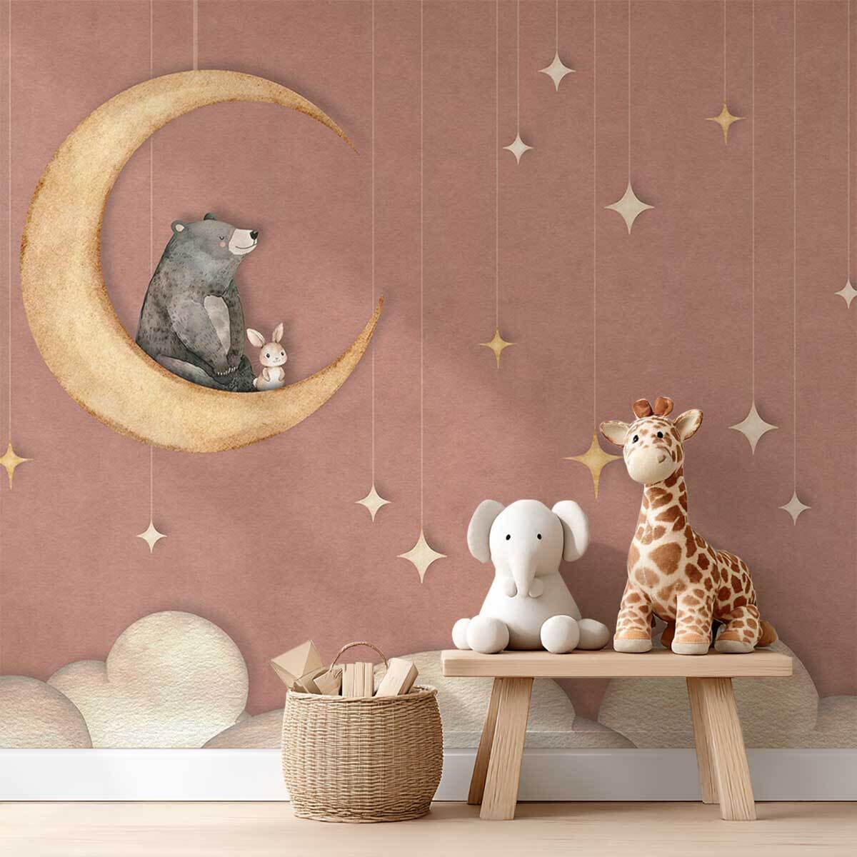 Papier peint L'Ours et la Lune d'Or Intissé