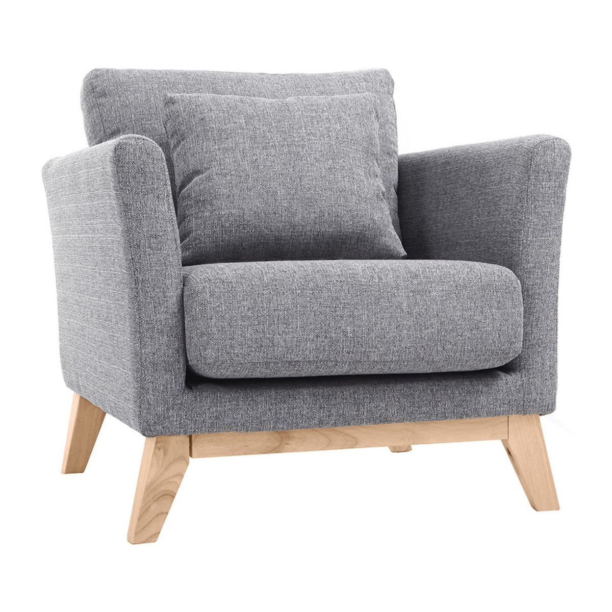 Fauteuil scandinave déhoussable en tissu gris clair et bois clair OSLO