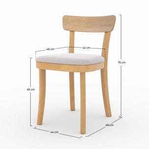 Lot de 2 chaises en bois et tissu beige - Keno