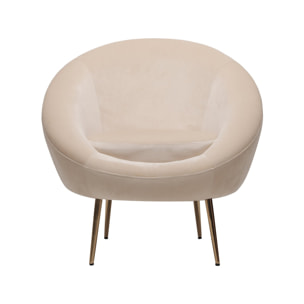 Fauteuil en velours "Cocon" - 77 x 74 x 77.5 cm - Beige