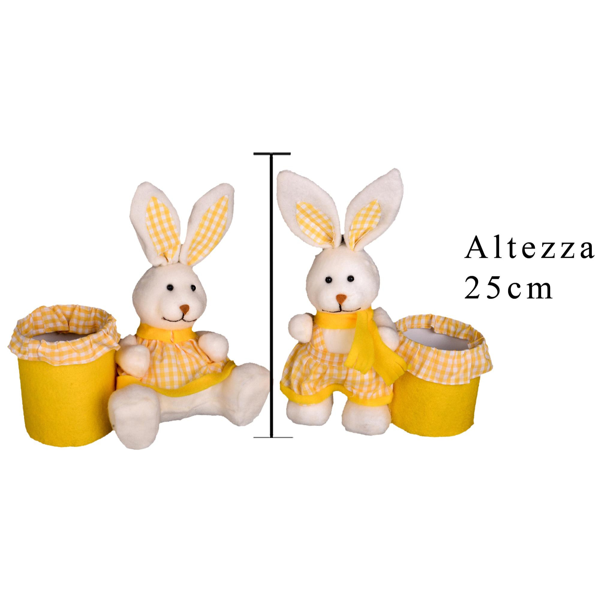 Coniglio Con Cont.Stoffa 25Cm - Pezzi 2 - 20X25X10cm - Colore: Incolore - Bianchi Dino - Soggetti Pasquali, Conigli, Galline, Pecore Ecc