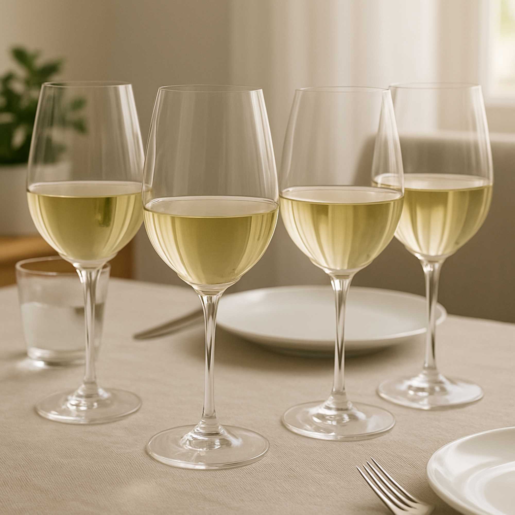 Juego de 4 copas de vino blanco diseño cristalino y acabado mate 520ml