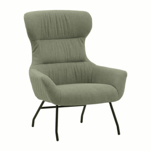 Poltrona HAITI in tessuto verde e gambe in metallo nero