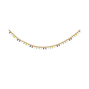 Collar Swing Dots Colors Enamel Acero Baño Oro