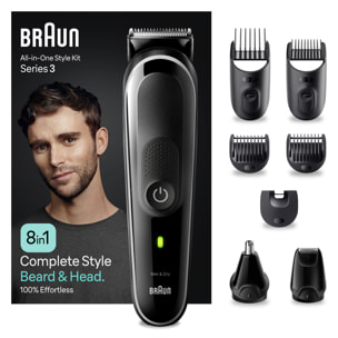 Braun - Tondeuse Tout-En-Un Series 3 MGK3440 - Kit Pour Barbe, Cheveux & Et Autres Zones