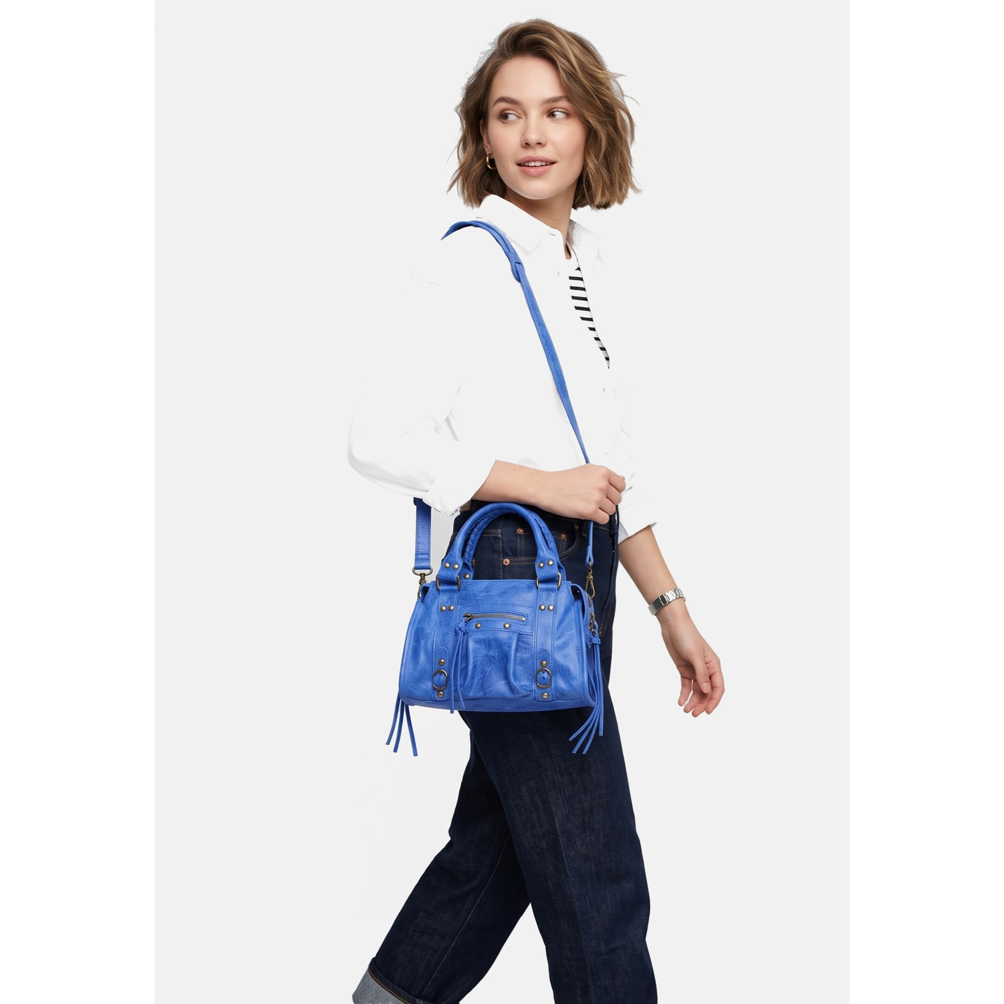Borsa a spalla da donna - Modello Erisia - Vera pelle - 25.0 x 15.0 x 10.0 cm