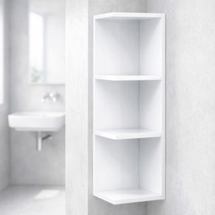 Modulo Angolare Bagno Sospeso Con 3 Ripiani Mobile Salvaspazio Mobiletto Da Parete Per Organizzare Accessori 65 x 20 x 19.5 Cm Bianco Lucido
