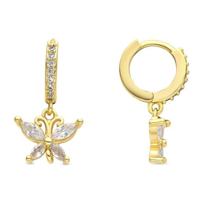 Pendientes acabado oro amarillo de 18k y Circonita Brillante